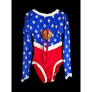 Patriotic Stars and Stripes Sequin Leotard Pageant Glitzy Dancewear Child Large